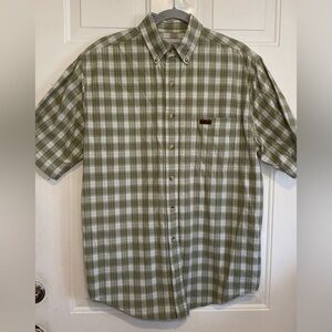 Carhartt Green Plaid 100% Cotton Size Medium Regular Short Sleeve Button Down